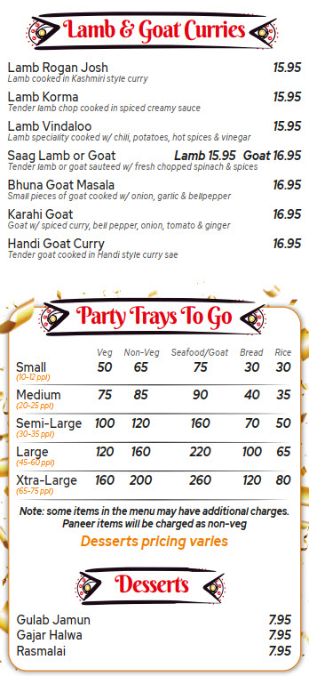 Lamb & Goat Curries - Party Trays - Desserts